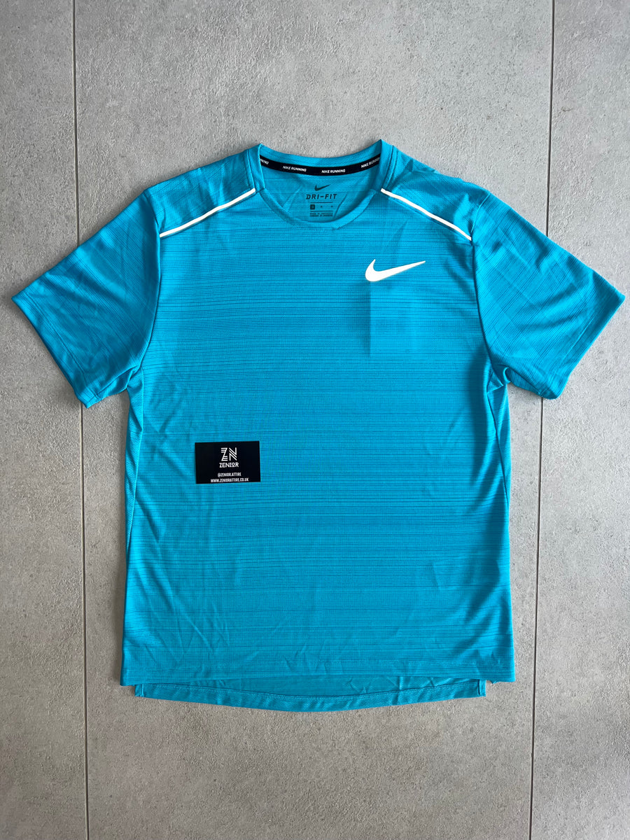 Blue Nike Nike Miler Fast T Shirt Nike Miler T-Shirt Aqua Blue